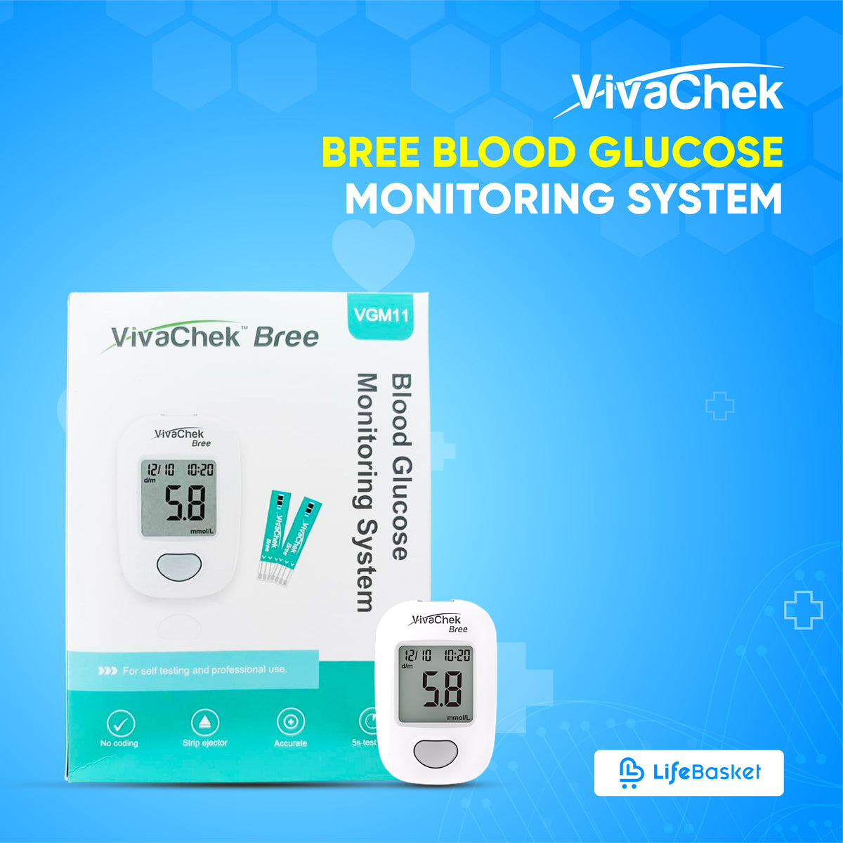 VivaChek Bree Blood Glucose Monitoring System - Buy online at LifeBasket Bangladesh